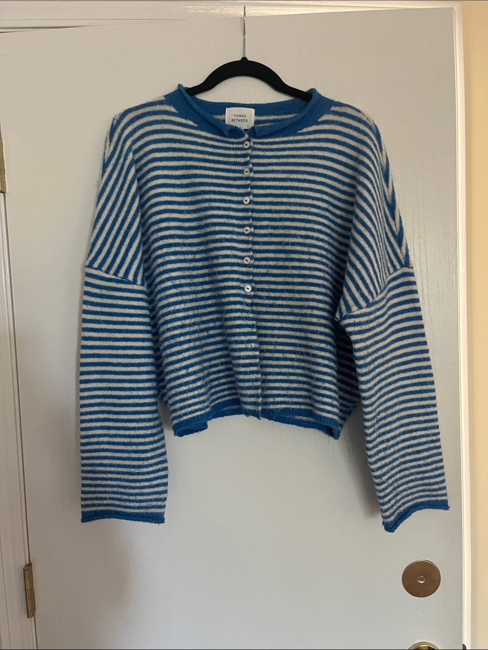 Things Remembered Blue & White Striped Button-Front Cardigan